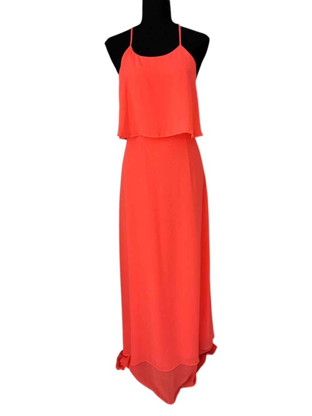 GIANNI BINI Neon Orange Strappy Long Maxi Dress Small - Picture 2 of 10
